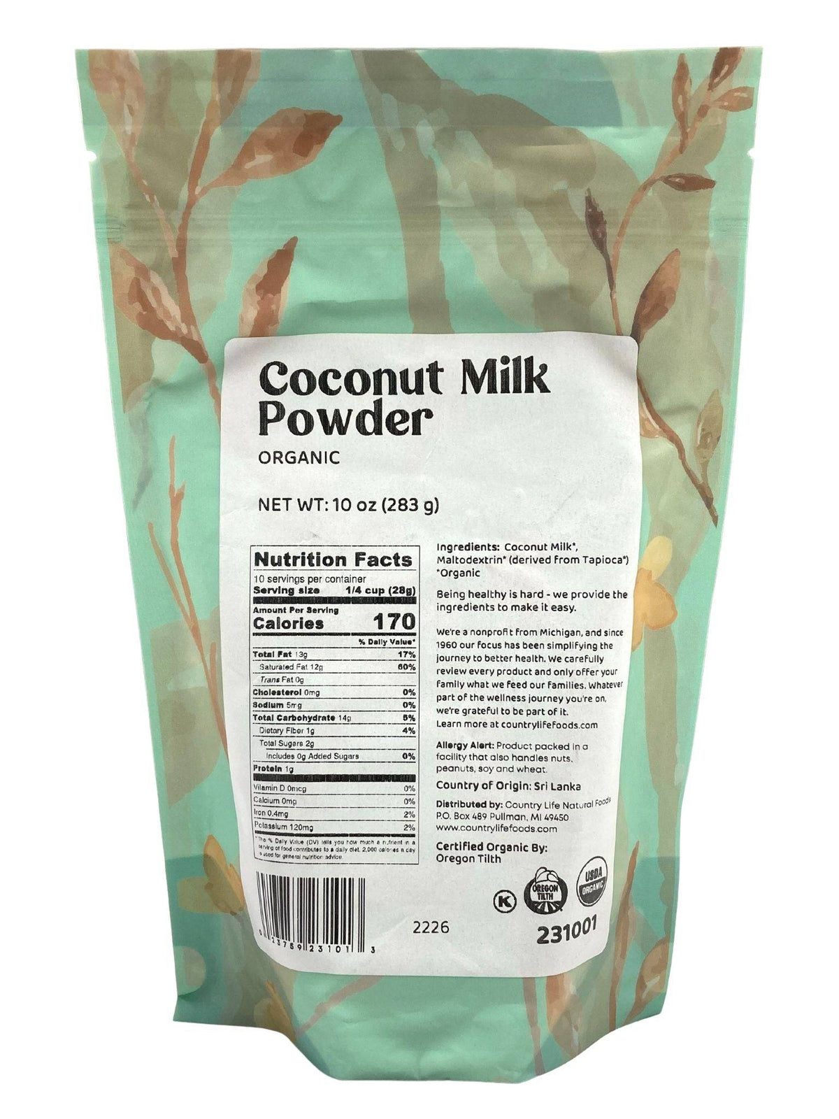Country Life Powder Coconut Milk Powder, Organic | Country Life Natural Foods