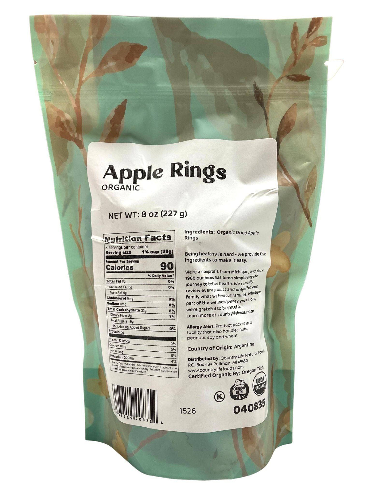 Apple Rings, Organic, Dried Fruit - Country Life Natural Foods