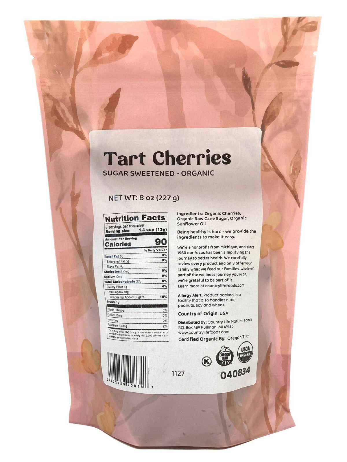 Cherries, Tart, Sugar Sweetened, Organic, Dried Fruit - Country Life Natural Foods
