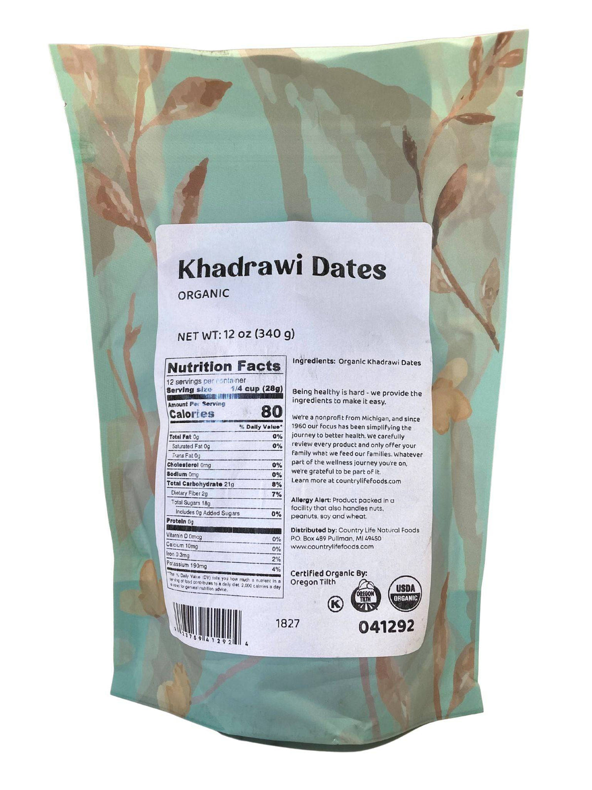 Dates, Khadrawi, Whole, Organic - Country Life Natural Foods