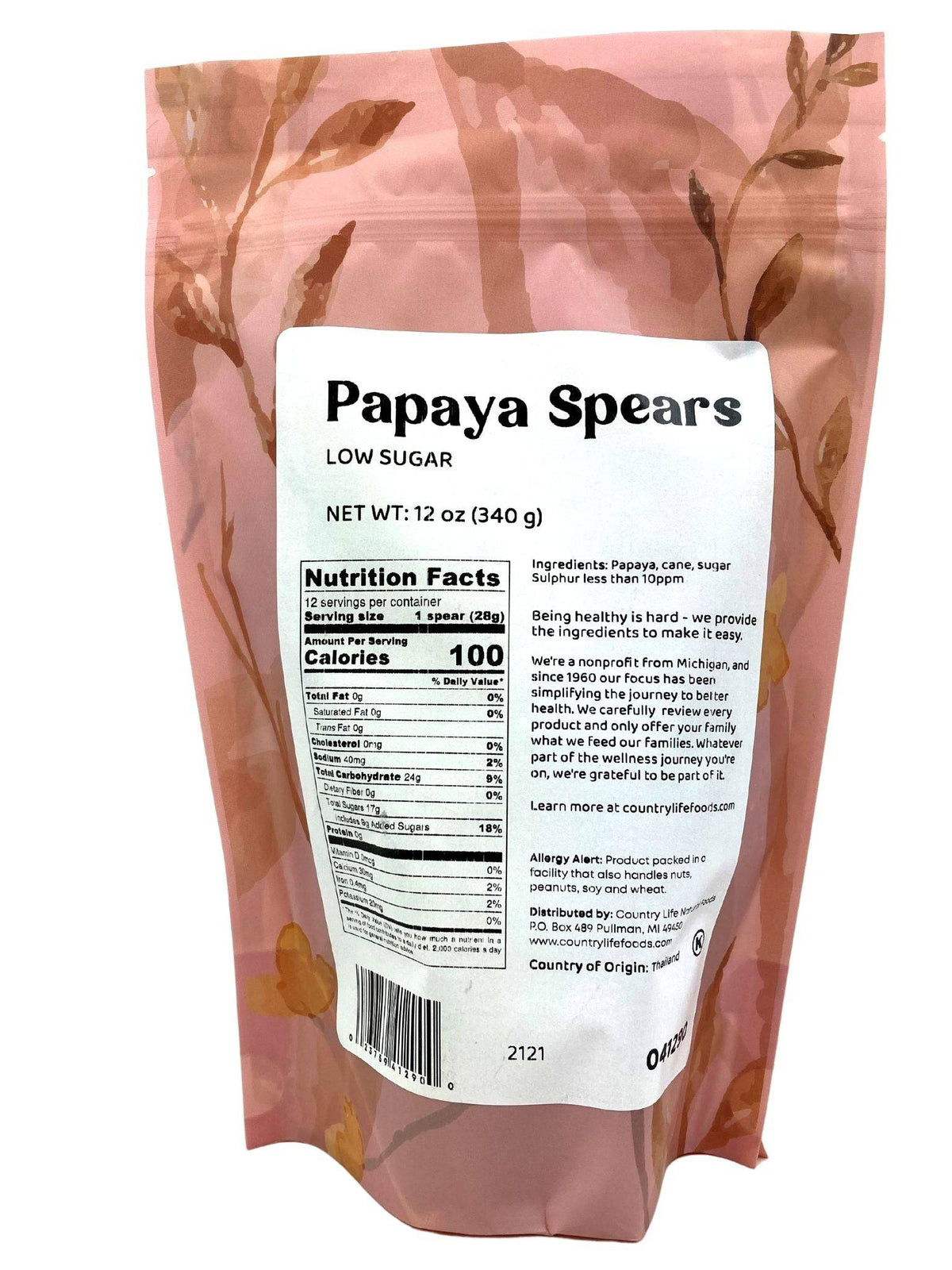 Papaya Spears, Low Sugar - Country Life Natural Foods