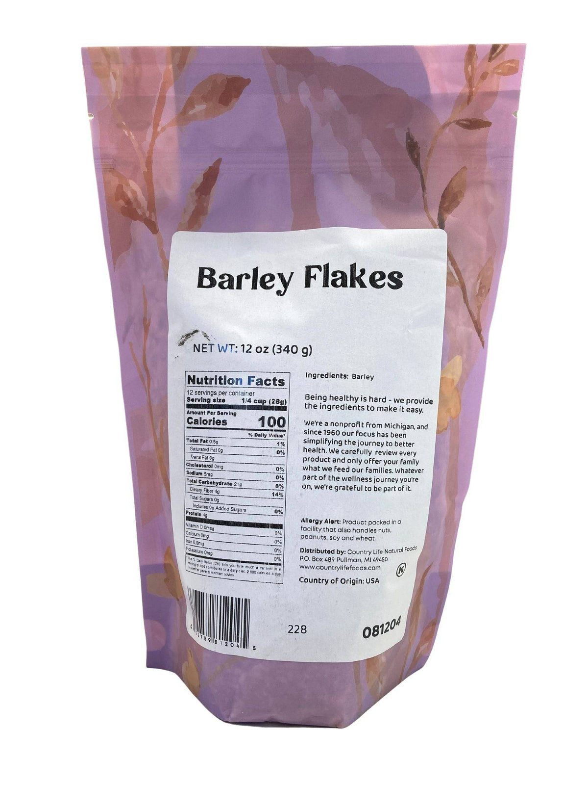 Barley, Rolled Flakes - Country Life Natural Foods