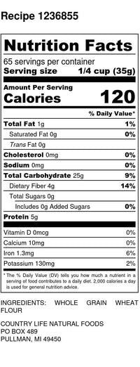 
                  
                    Organic Whole Wheat Flour - Country Life Natural Foods
                  
                