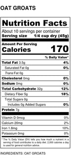 Oat Groats, Whole, Oats - Country Life Natural Foods