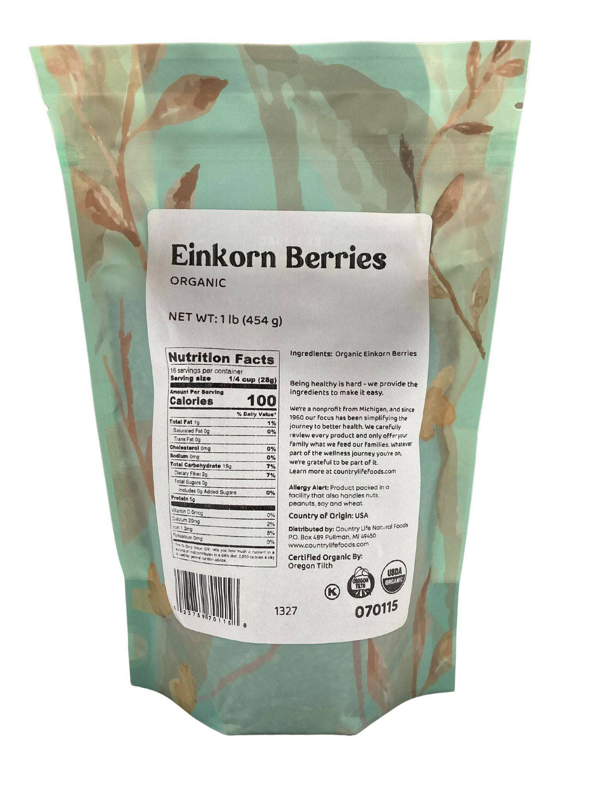 Einkorn Berries, Organic - Country Life Natural Foods