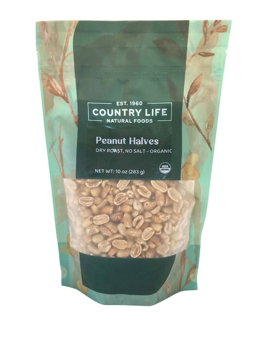 Peanuts, 1/2s Dry Roasted, No Salt, Organic, Nuts - Country Life Natural Foods