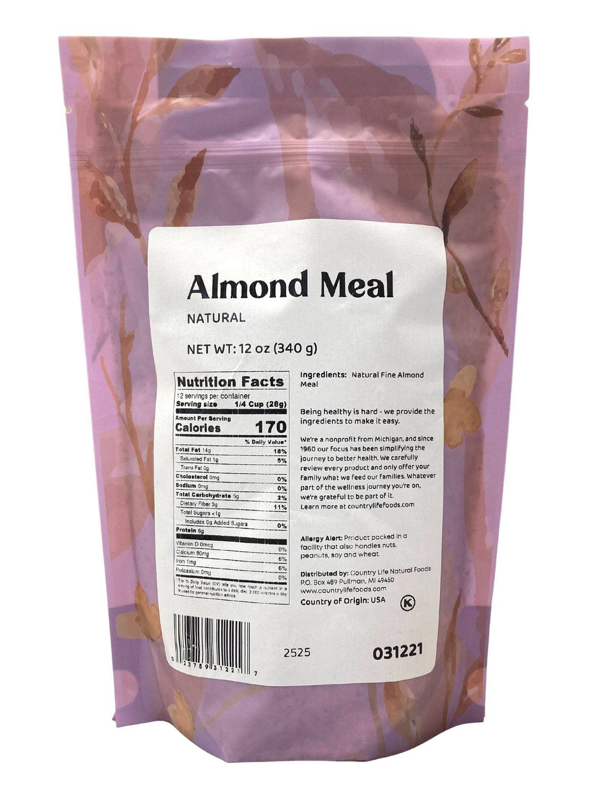 Almond Meal, Fine Ground, Natural - Country Life Natural Foods