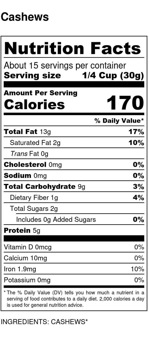 Cashews, Whole, Nuts - Country Life Natural Foods