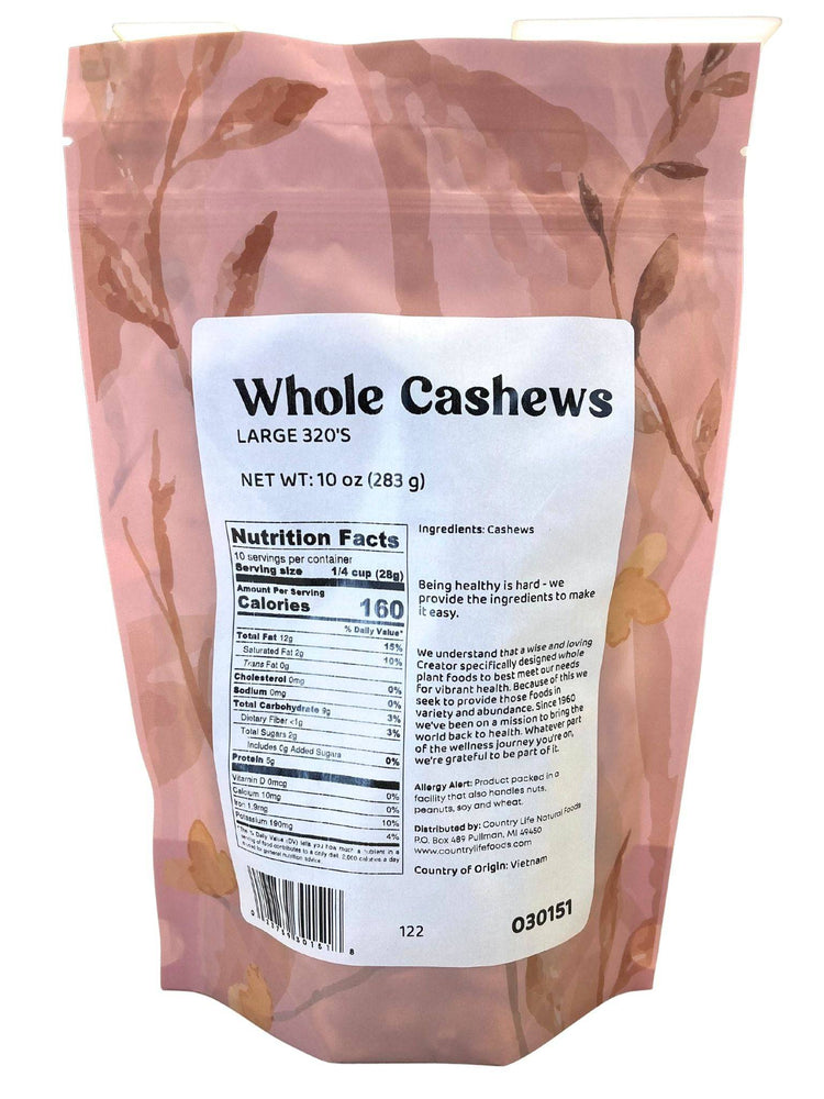 
                  
                    Cashews, Whole 320s - Country Life Natural Foods
                  
                
