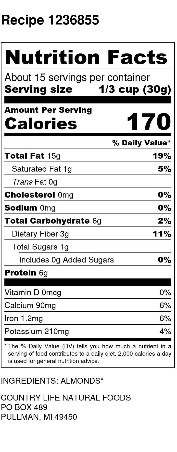 
                  
                    Organic Almonds, Sliced - Natural - Country Life Natural Foods
                  
                