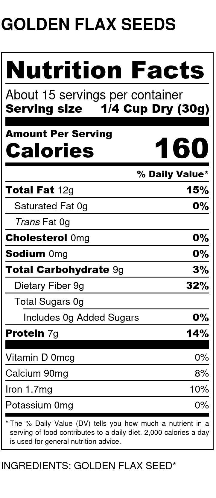 Golden Flaxseed 5lb Size Nutrition Facts Golden Flaxseed 5lb Size Nutrition Facts