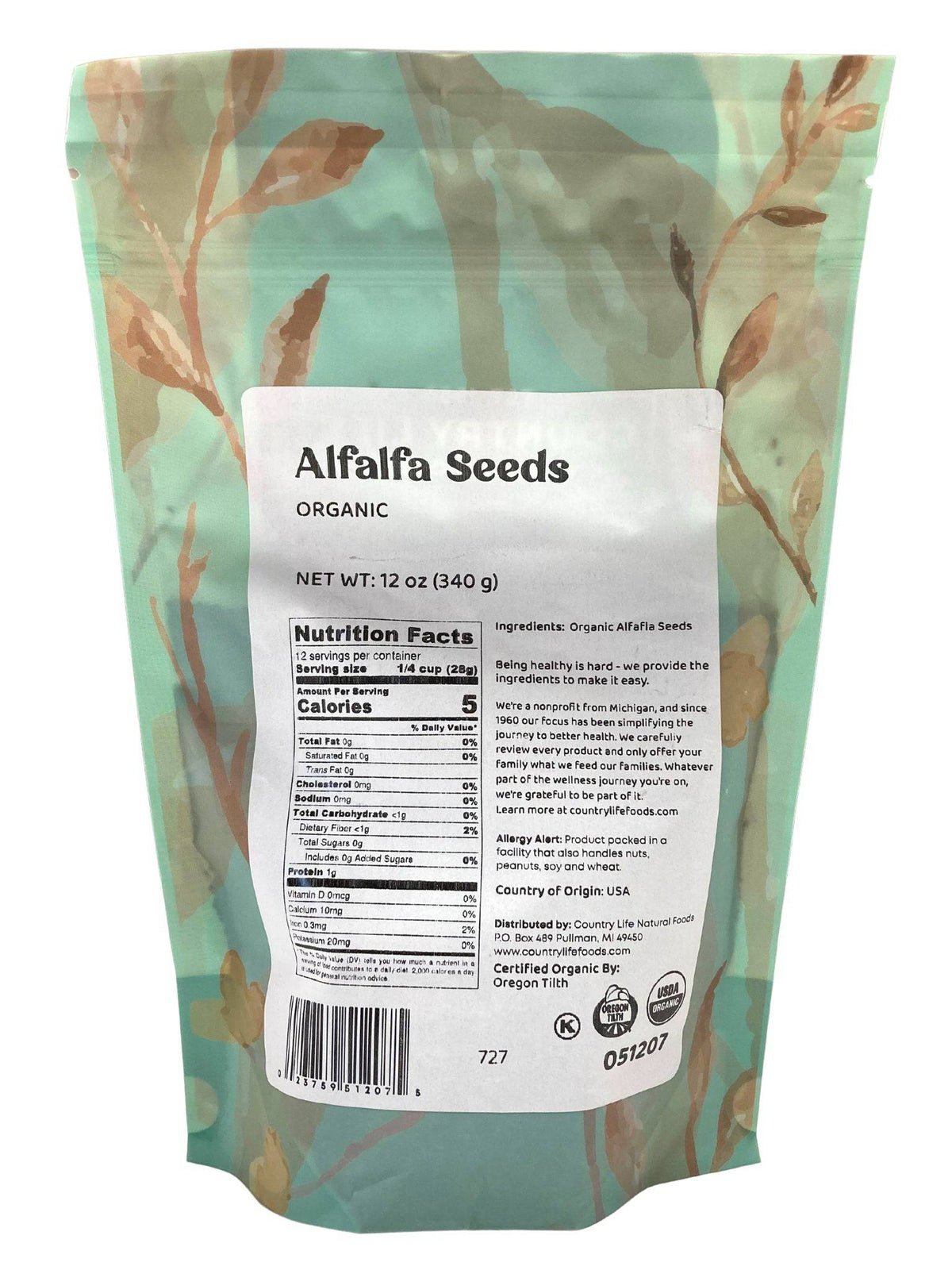 Alfalfa Seeds, Organic - Country Life Natural Foods