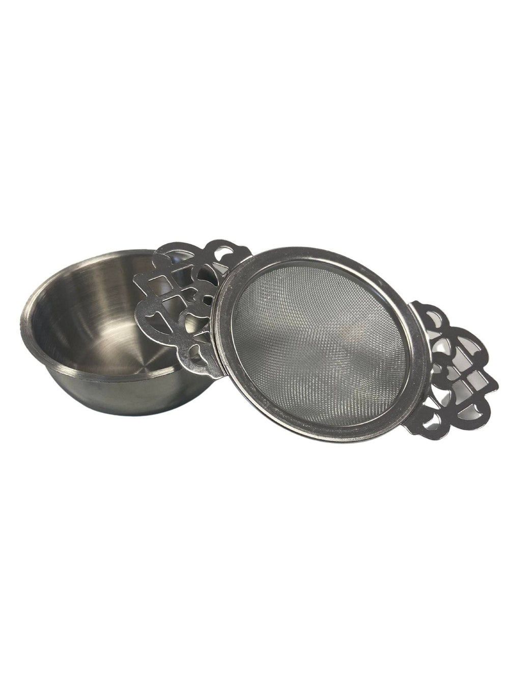 Mesh Tea Strainer With Drip Bowl - Country Life Natural Foods