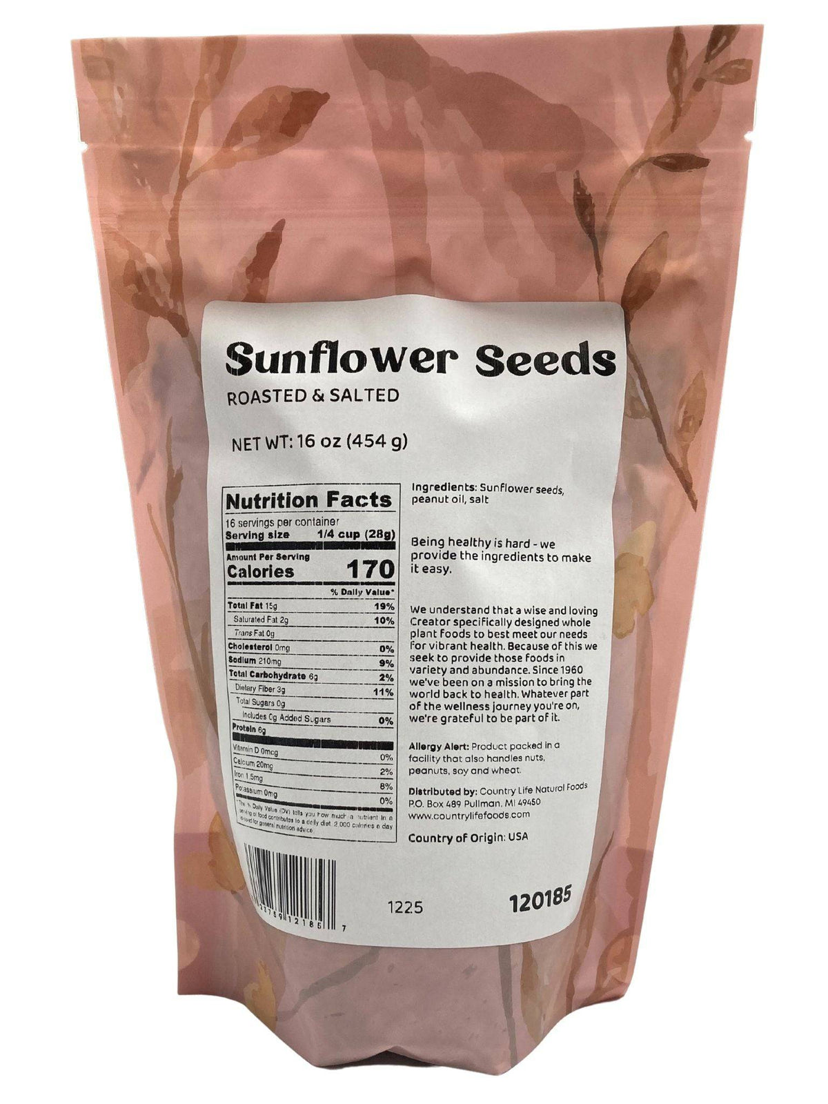 Sunflower Seeds, Roasted, Salted - Country Life Natural Foods
