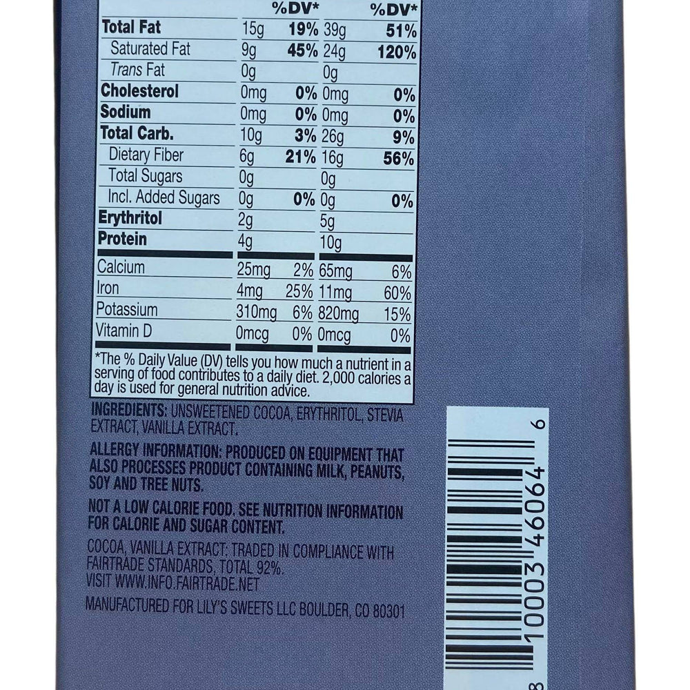 
                  
                    Chocolate Bars, Dark, Stevia Sweetened, Lily's - Country Life Natural Foods
                  
                