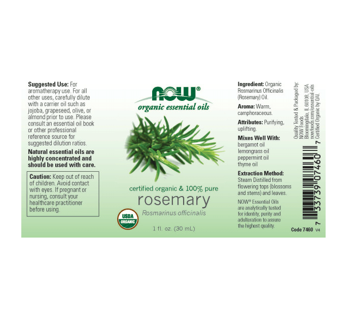 NOW Essential Oils, Rosemary Oil, Steam Distilled, 100% Pure