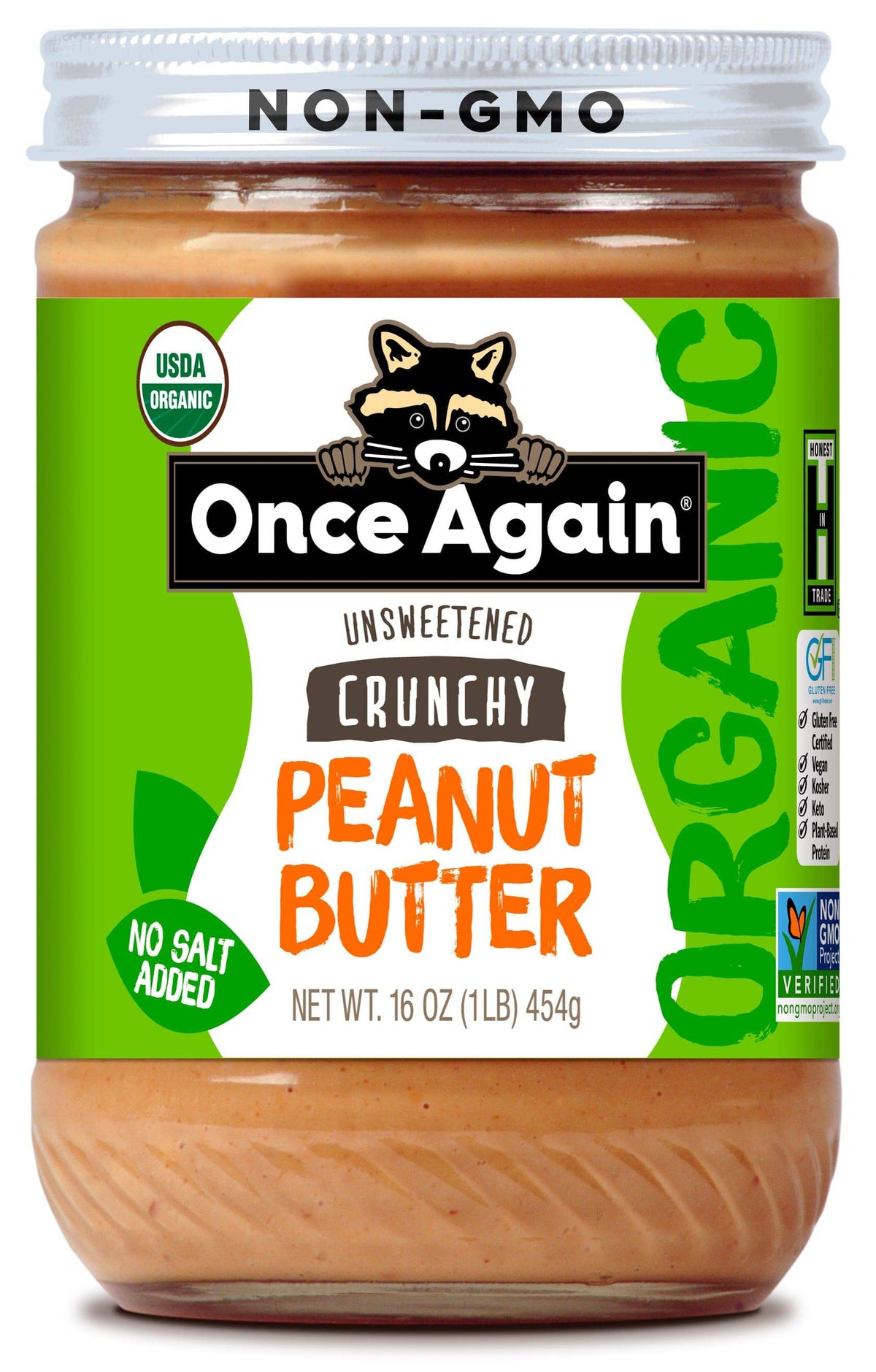 Peanut Butter, Crunchy, No Salt, Organic - Country Life Natural Foods